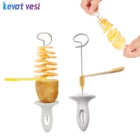 diy potato spiral cutter string rotate potato slicer potato chips tower slicer manual twisted potato cutter kitchen gadgets
