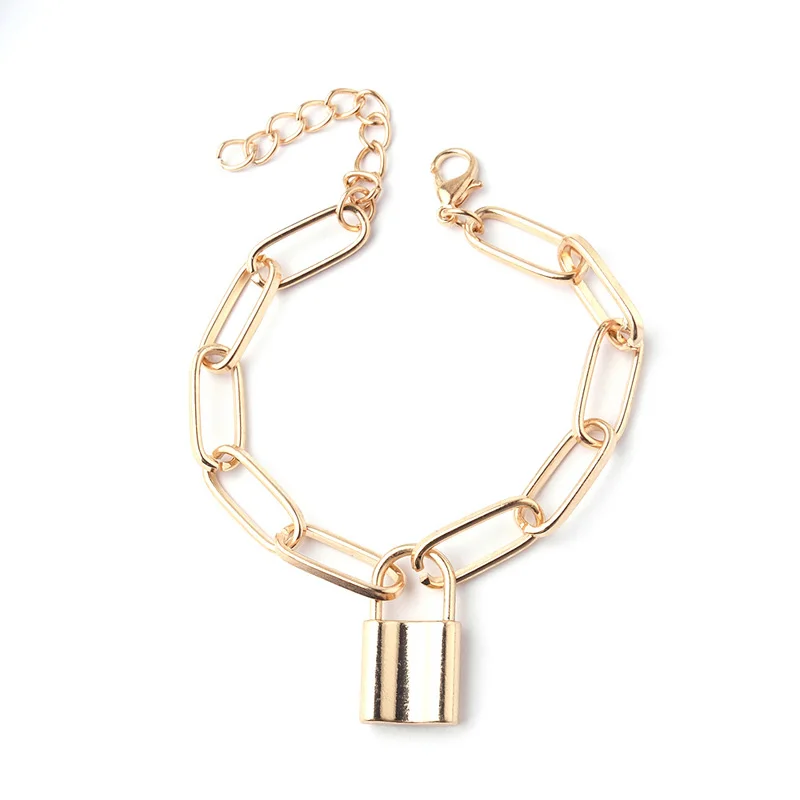 

YUNAO Jewelry Retro Exaggerated Punk Metal Bracelet Female Simple Lock Chain Personality Jewelry Hot-Selling Bracelet