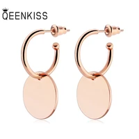 qeenkiss eg822 2021 fine jewelry wholesale fashion woman man birthday wedding gift round titanium stainless steel drop earrings