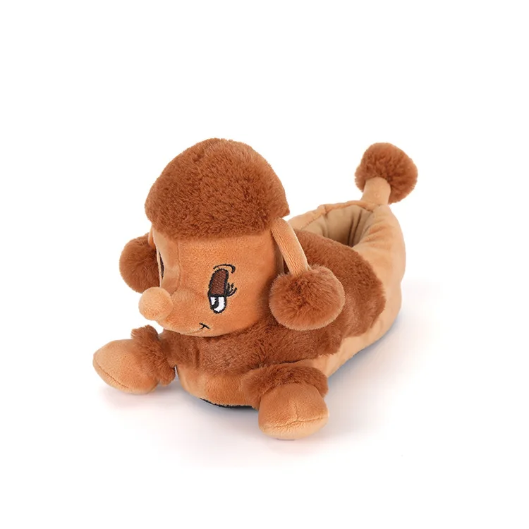 Brown dog Тапочки женские зимние плюшевые тапочки с животными теплые женские домашние тапочки милые прикольные тапочки для взрослых плоский запатиллас - Цвет: Brown dog