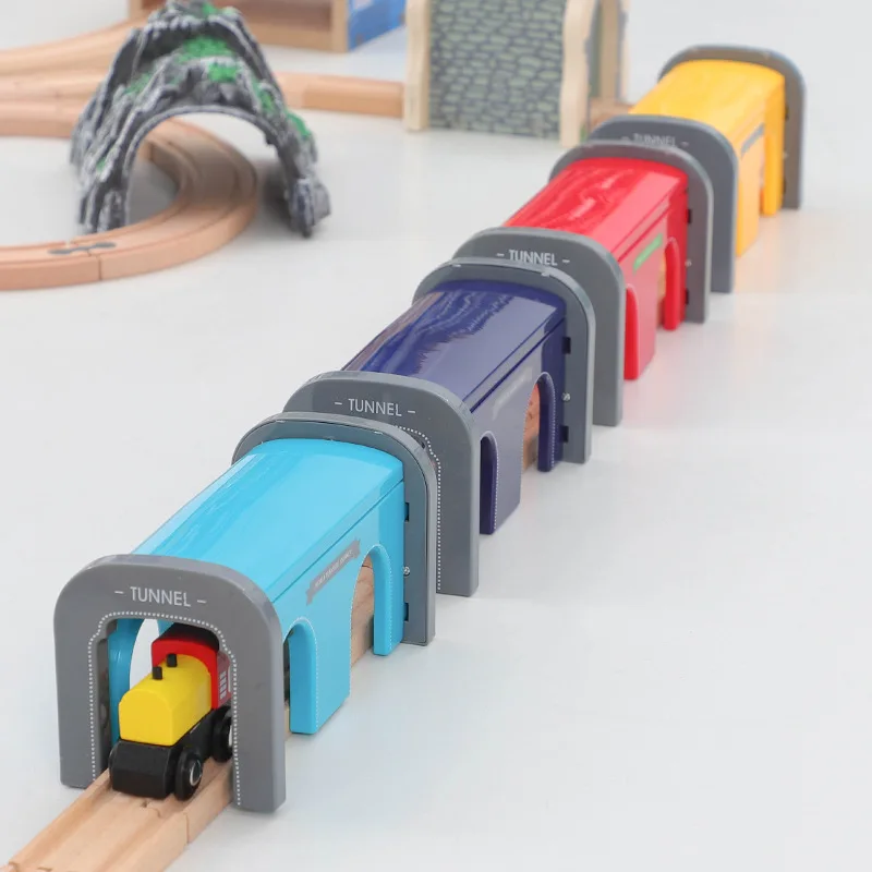 

Wooden Train Track Expansion Surrounding Accessories Cave Tunnel Series Scenes Fit For Thomas Track Educational Toys For Kids