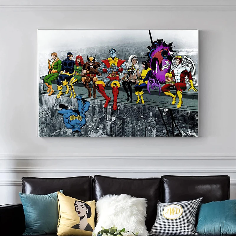 

Anime Marvel Superhero Funny Canvas Painting Avengers Poster and Printmaking Wall Art Print Canvas Boy Room Gift Home Decor