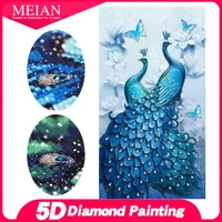 meian 5d diy diamond painting peacock special drill diamond accessories embroidery animal full rhinestone diamond mosaic 2021