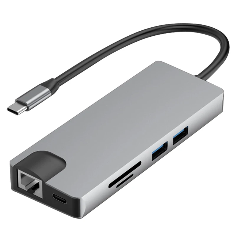 9 в 1 USB C концентратор/Type концентратор данных с портами 2 3 0 + 4K HDMI TF SD Type PD RJ45 VGA 5 мм