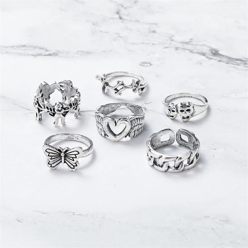 Кольцо из Непала кольцо креативное Персиковое сердце Бабочка древнее серебро