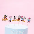 Топперы для капкейков с мультяшным Микки и Минни Маусом, 24 шт., розовые товары вечерние, детские украшения для торта на день рождения, вечеринку, свадьбу, Baby Shower