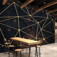 custom any size mural wallpaper modern minimalist 3d black gold geometric wall painting restaurant cafe background wall papers
