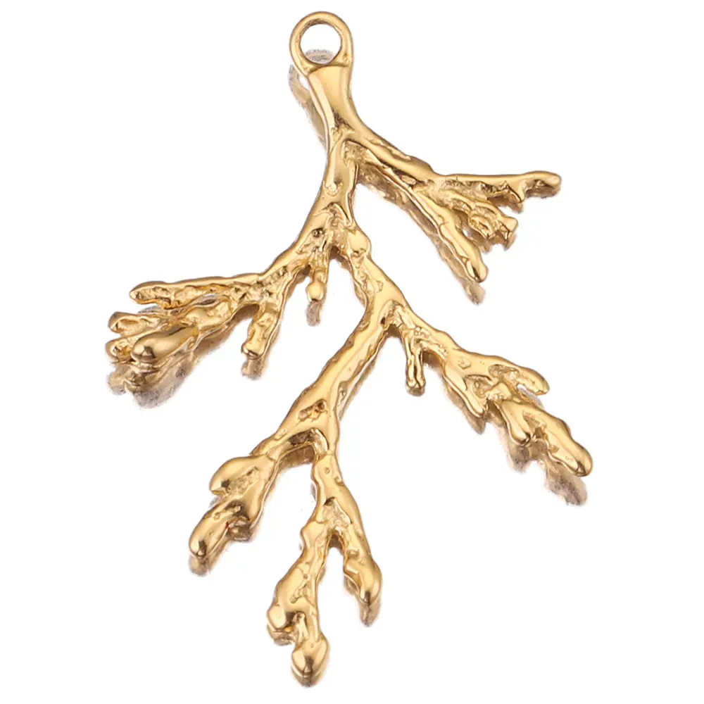 Купи 5pcs/lot Stainless Steel Gold Tree Branch Connector Necklace Pendant DIY Handmade Earring Charms Dangle Wholesale Jewelry Making за 239 рублей в магазине AliExpress