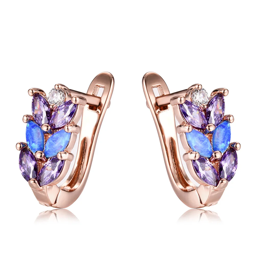 Haimis красивый синий/розовый/белый огненный опал серьги для