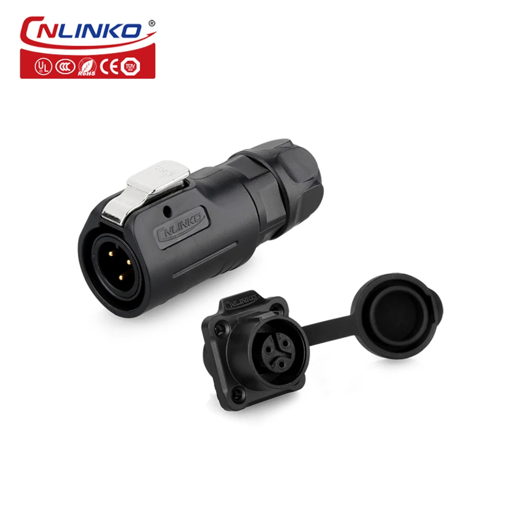 

CNLINKO LP12 3 Pin Soldering Cable Connector Panel Mount Electrical 5A AC DC Power Male Plug Female Socket For Industry Medical