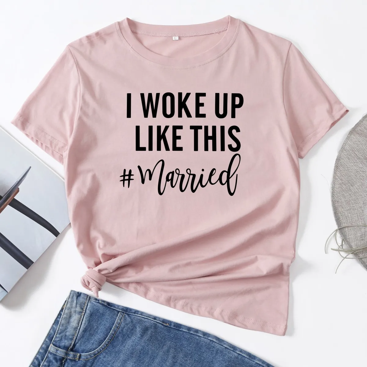 

I Woke Up Like This Married Woman T-Shirt Short Sleeve T-Shirts Summer Tops for Women Cotton Graphic Tee Female Shirt Clothes