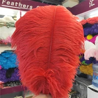 the new 50pcslot red ostrich feather 35 40cm14 16inch accessories christmas celebration craft feathers diy plume