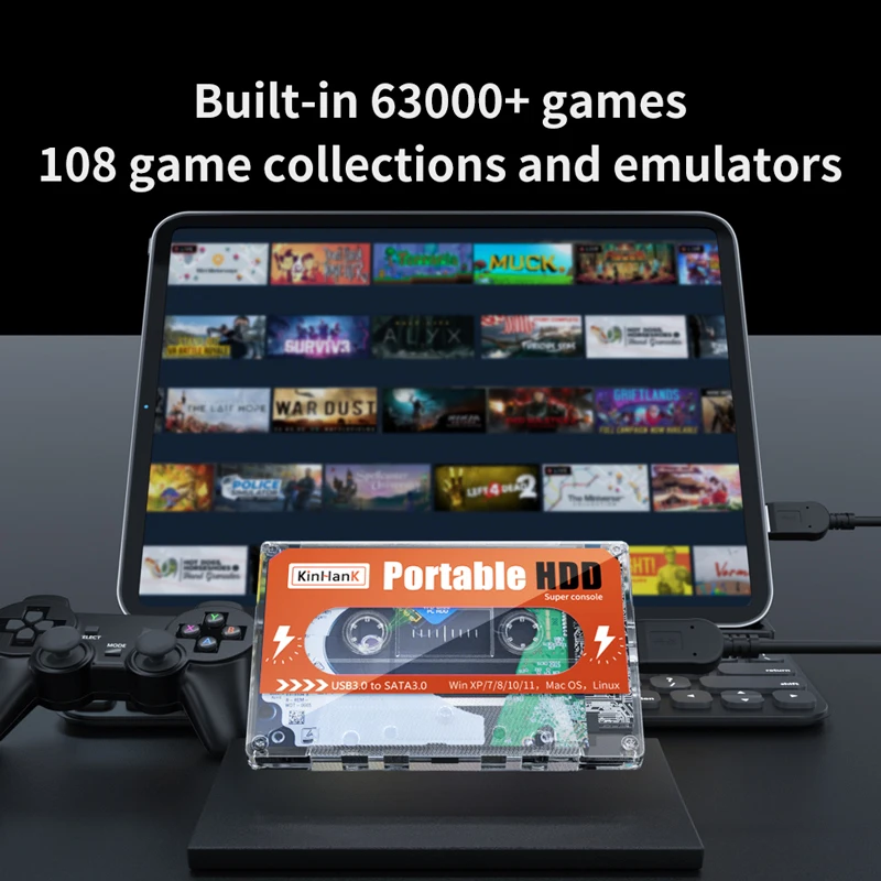 Игровой жесткий диск 2T HDD с 63000 + играми для ps3/PSP/PS2/SegaSaturn/Wii u/DC Plug and Play портативный