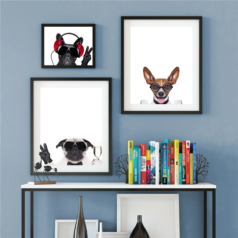 Тканевый постер на заказ с животными кошкой и собакой наушники шелковая ткань