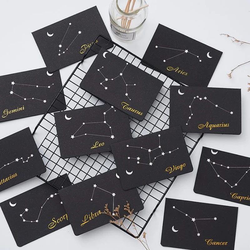 1 шт. Милая бумажная поздравительная открытка с двенадцатью созвездиями + набор