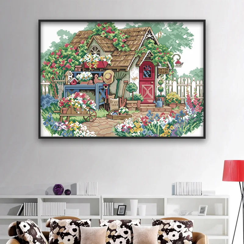 Набор для вышивки сделай сам наборы крестиком 11CT Цветочный дом точная печать DMC