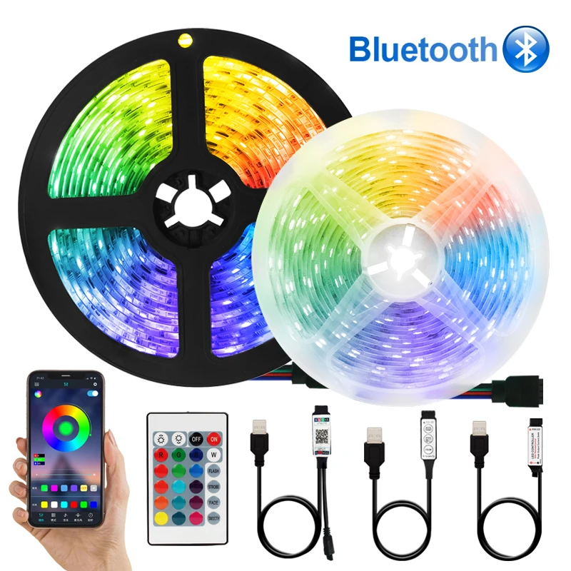 

USB 3Key Control IR Ribbon Neon Led Lights RGB 2835DC 5V LED Strip Lights Bluetooth Flexible Ribbon Tape Diode PC TV Backlight