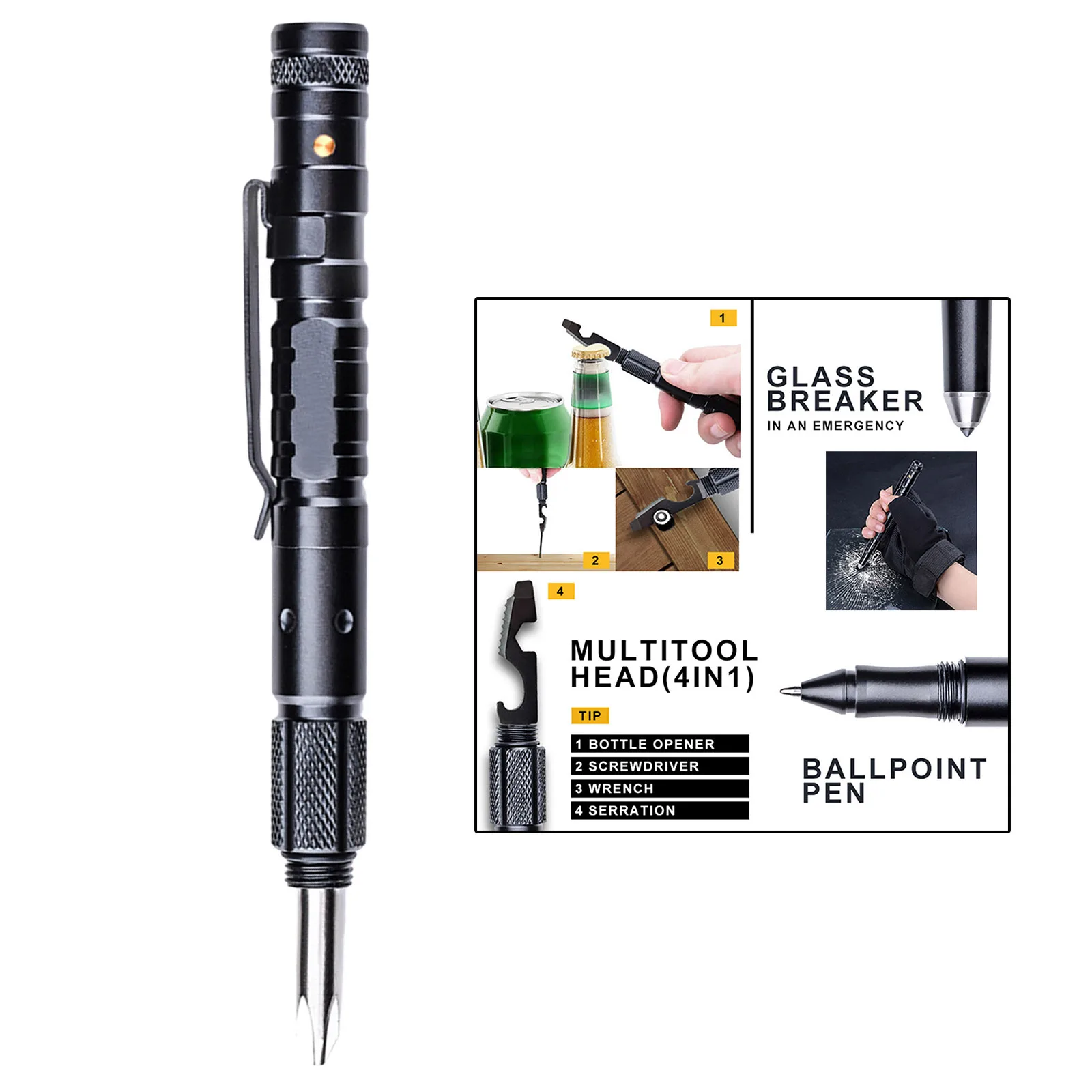 

10 in 1 LED Flashlight, Tactical Pen Light with Super Bright Pen Flash Light Torch, Compact Survival Multi-Tools Emergency Gear