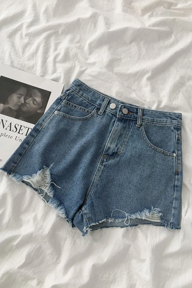 

Jeans 2021 new summer women's wear Korean high waist irregular burr design short pants