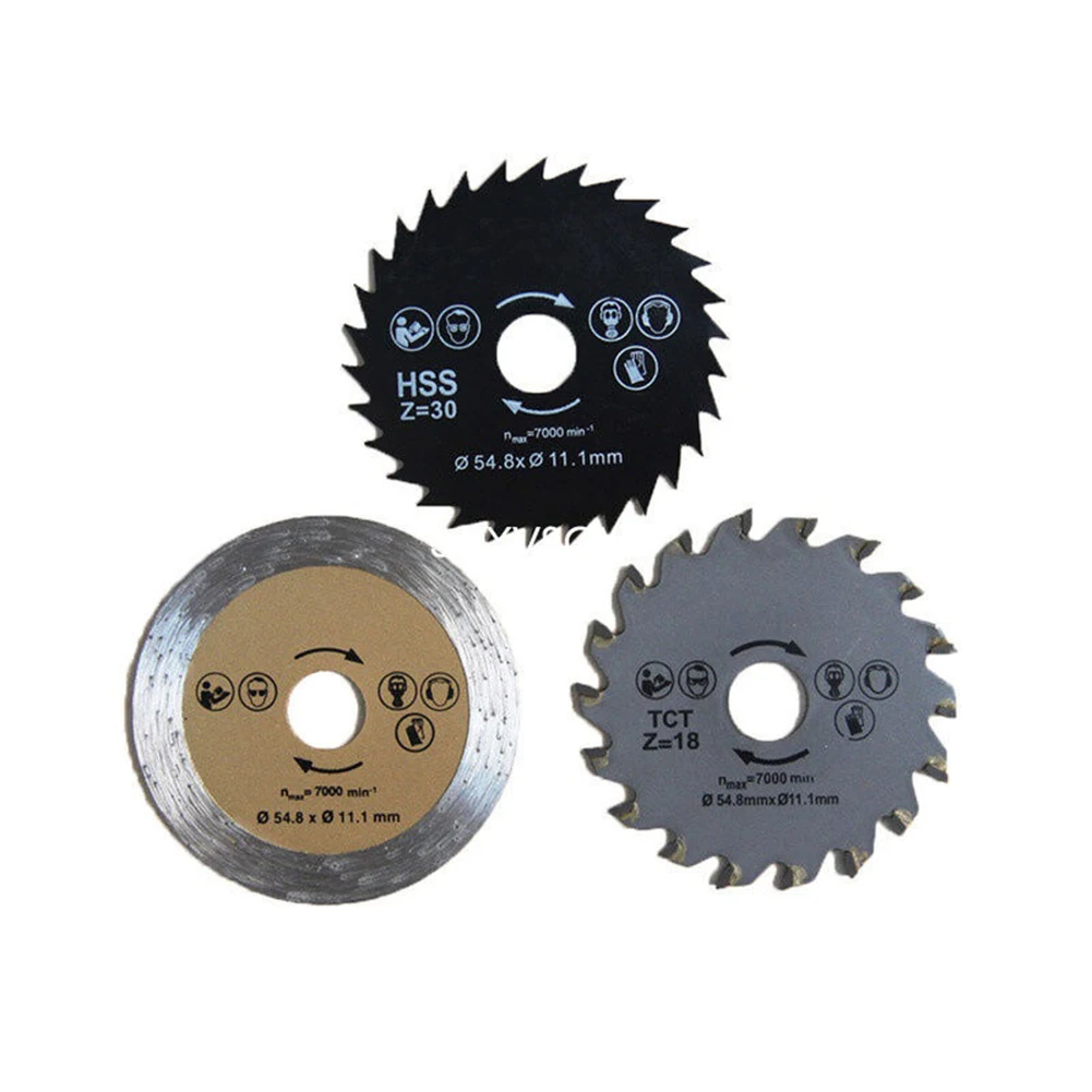 

3PC HSS Mini Circular Saw Blade Set For Steel Wood Granite Cutting 54.8x11.1mm For Woodworking Ceramics And Tiles