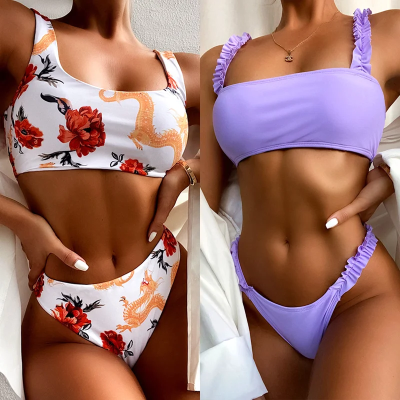 Бикини женский купальник бикини с высокой талией футболка топ одежда для купания