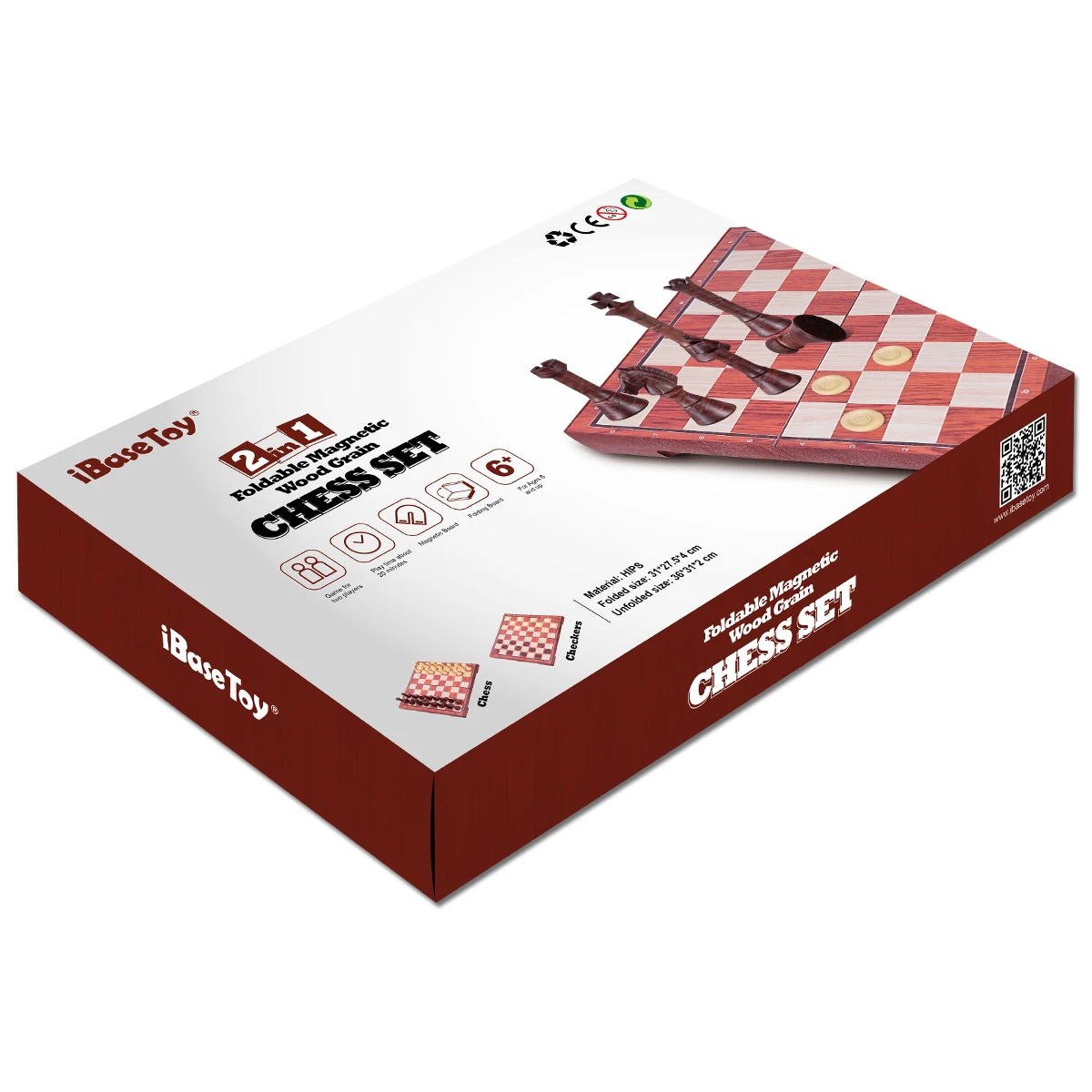 IBaseToy 2 в 1 Набор Магнитных шахматных шашек для путешествий Классический складной