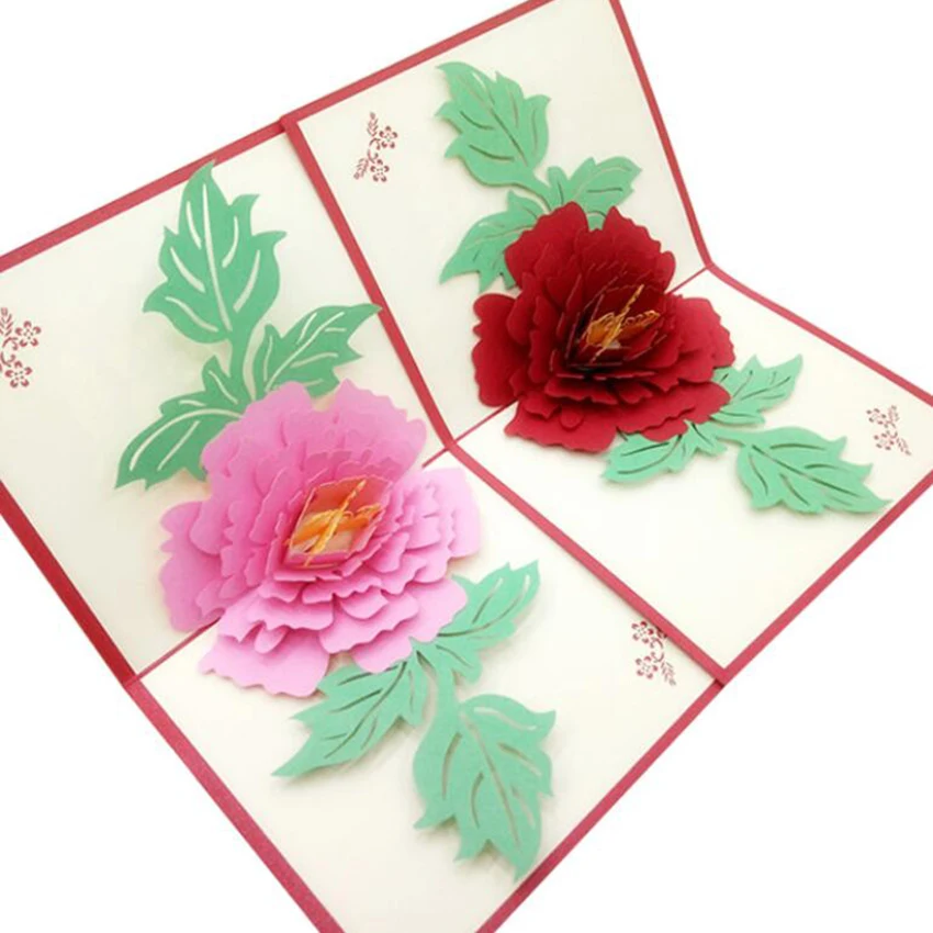 Открытки поздравительные 3D пион 1 набор | Дом и сад