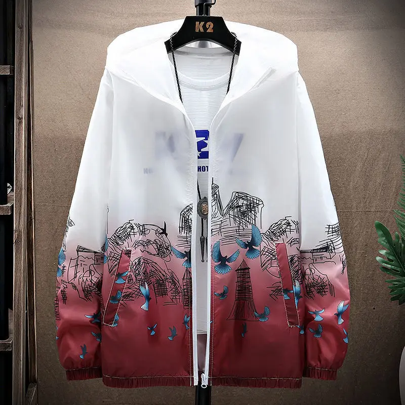 

Summer Sunscreen Men's Thin Fashion Jacket Anti Ultraviolet Ice Silk Breathable Outdoor Fishing Sunscreen Jackets Clothing