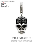 Женский и мужской кулон с черепом, винтажный Шарм-браслет с черепом, вечерние подарки из стерлингового серебра 925 пробы на Хэллоуин