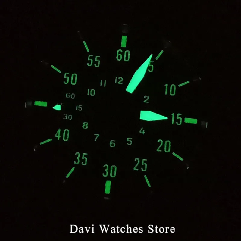 Мужские наручные часы с черным циферблатом и сапфировым стеклом 43 мм|Мужские