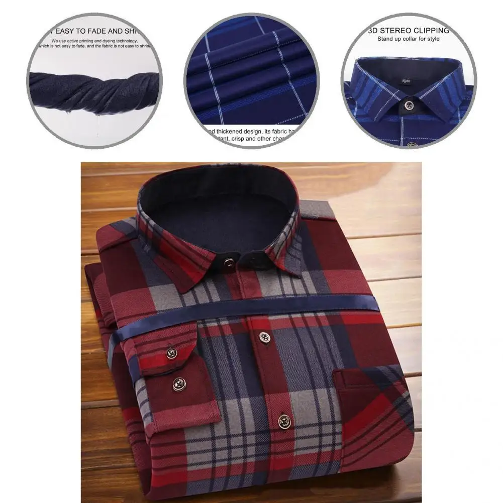 

Trendy Shirt Plush Skin-friendly Buttons Winter Shirt Autumn Shirt Men Shirt