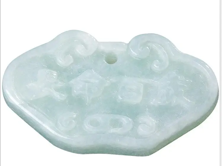 

Natural Emerald Pendant DIY hand made emerald long life lock pendant jade necklace pendant lucky birthday gift