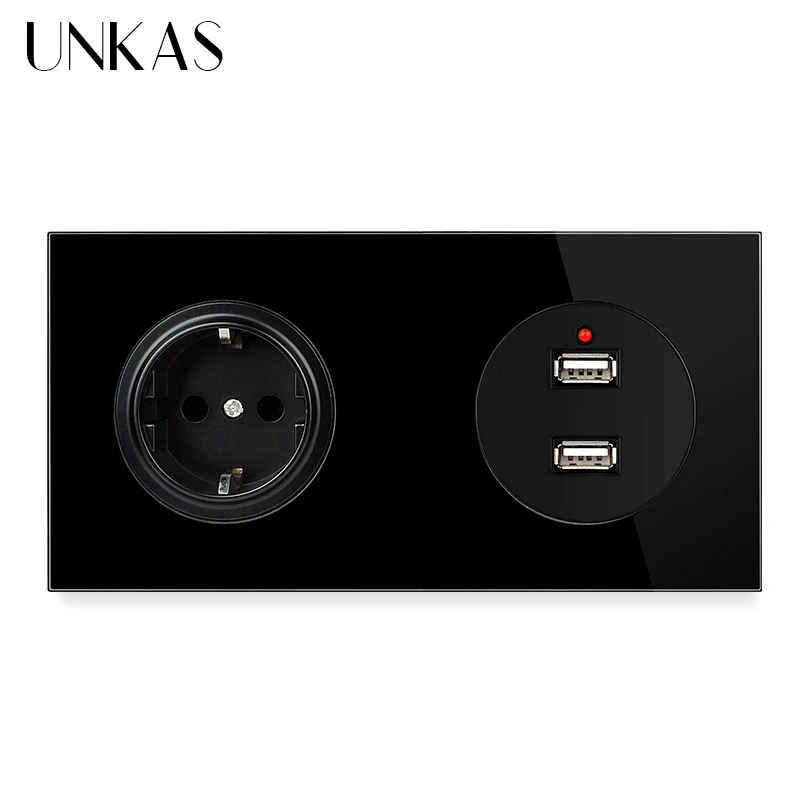 UNKAS 16 А настенная розетка стандарта ЕС + двойной USB-порт для зарядки 172 выход мм * 86