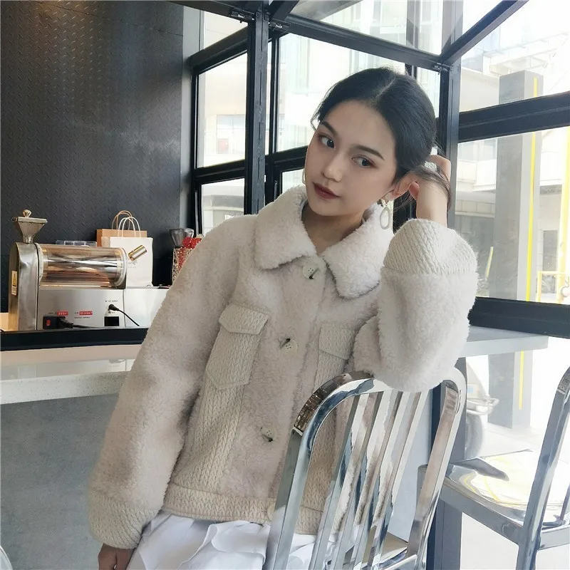 Осенняя Новинка женская теплая верхняя одежда из искусственной овечьей шерсти