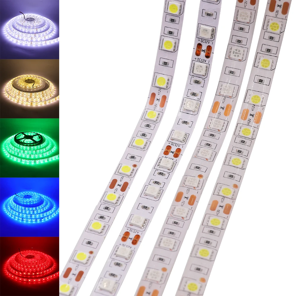 

DC 12V 24V RGB RGBW RGBCCT LED Strip White / Warm White IP21 IP65 IP67 60leds/m 5050 Flexible Tape LED Light Lamp 5m