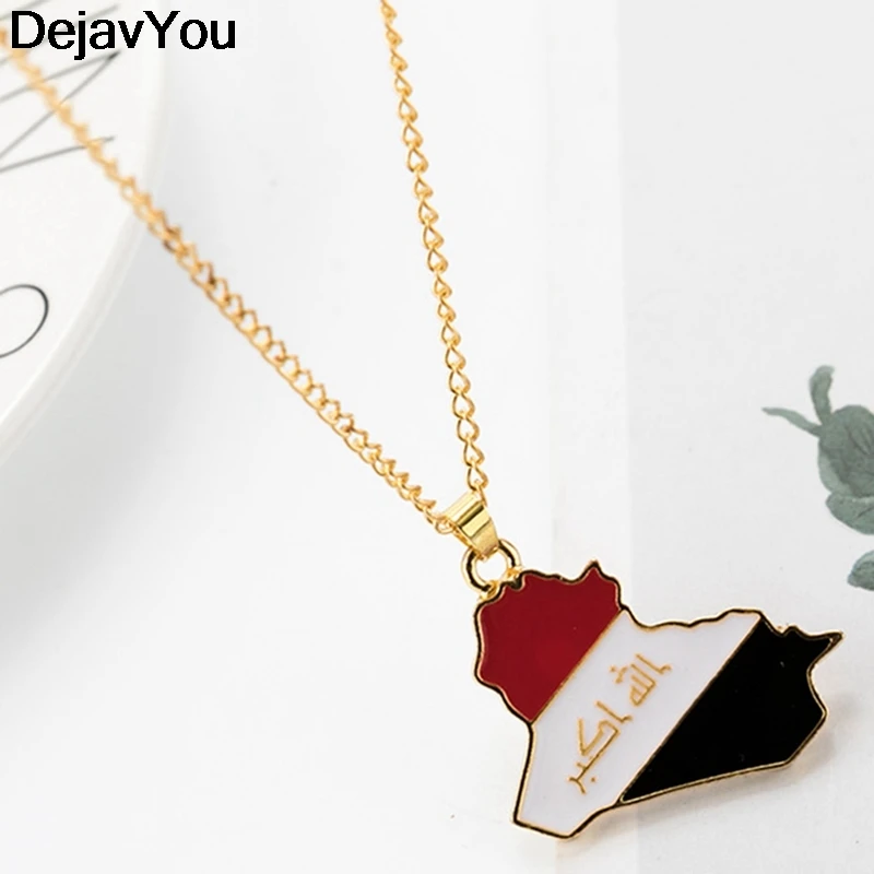 

Republic Of Iraq Map Flag Pendant Patriot Iraqi Necklace Women Men Maps Necklaces National Day Jewelry Gift Accessories