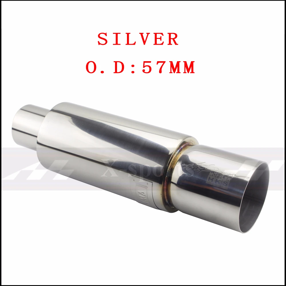 SILVER 57MM Выхлопные системы автомобиля глушитель наконечник выхлопной трубы Высокое качество Универсальный нержавеющая сталь O.D 51 57 63 мм 5 цветов глушитель выхлопной трубы - Цвет: SILVER 57MM
