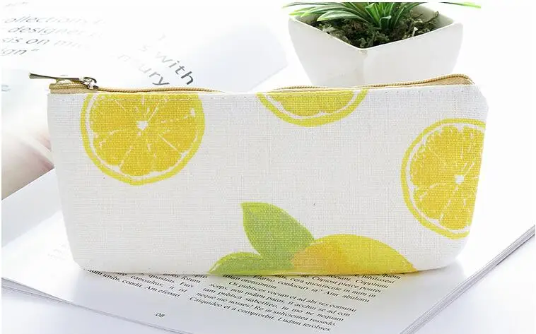 lemon Креативные канцелярские товары, студенческий школьный поставщик, чехол-карандаш, Минималистичная Холщовая Сумка для карандашей, многофункциональная сумка для хранения, сумочка - Цвет: lemon