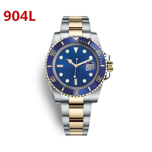

Top Automatic Mechanical Watch Mens Watches Sapphire Luminous Calendar Mechanical 904L Water Ghost Watch H noob