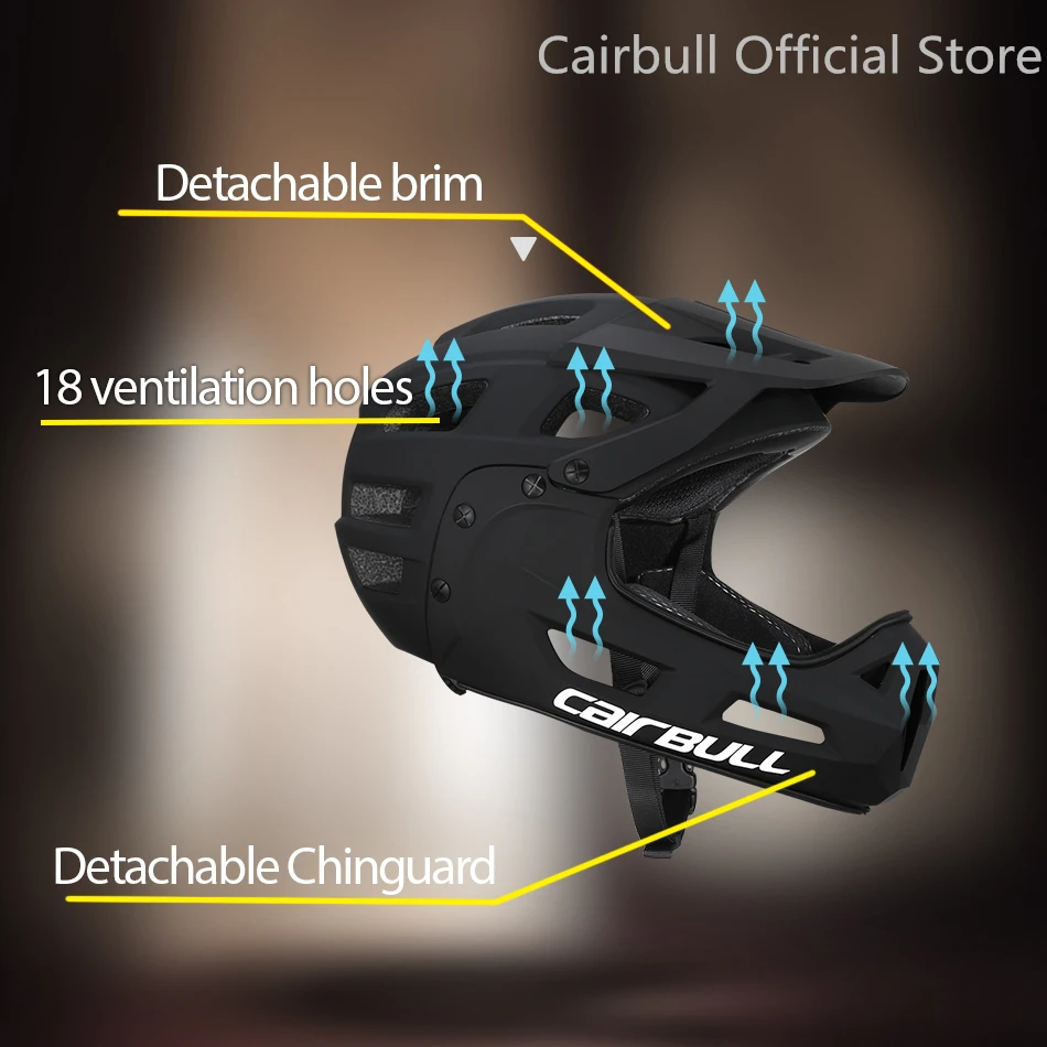 Cairbull Full Face Bicycl Helmet Adult Down Hill Off-Road All Mountain MTB Bike Helmet with Goggles 54-61cm CE Capacete Ciclismo