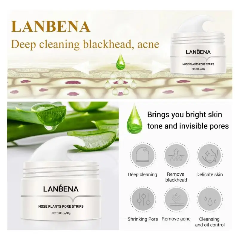 

LANBENA Blackhead Remover Nose Mask Pore Strip Black Mask Peeling Acne Treatment Black Deep Cleansing Skin Care Korea TSLM1