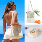 Экологически чистая хлопковая многоразовая продуктовая сумка, продуктовые сумки в сетке для хранения фруктов и овощей