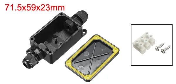 Black 71.5x59x23mm Uxcell водонепроницаемый внутренний, наружный кабель втулка электрическая распределительная коробка с клеммной полосой DIY Защита питания корпус - Цвет: Black 71.5x59x23mm