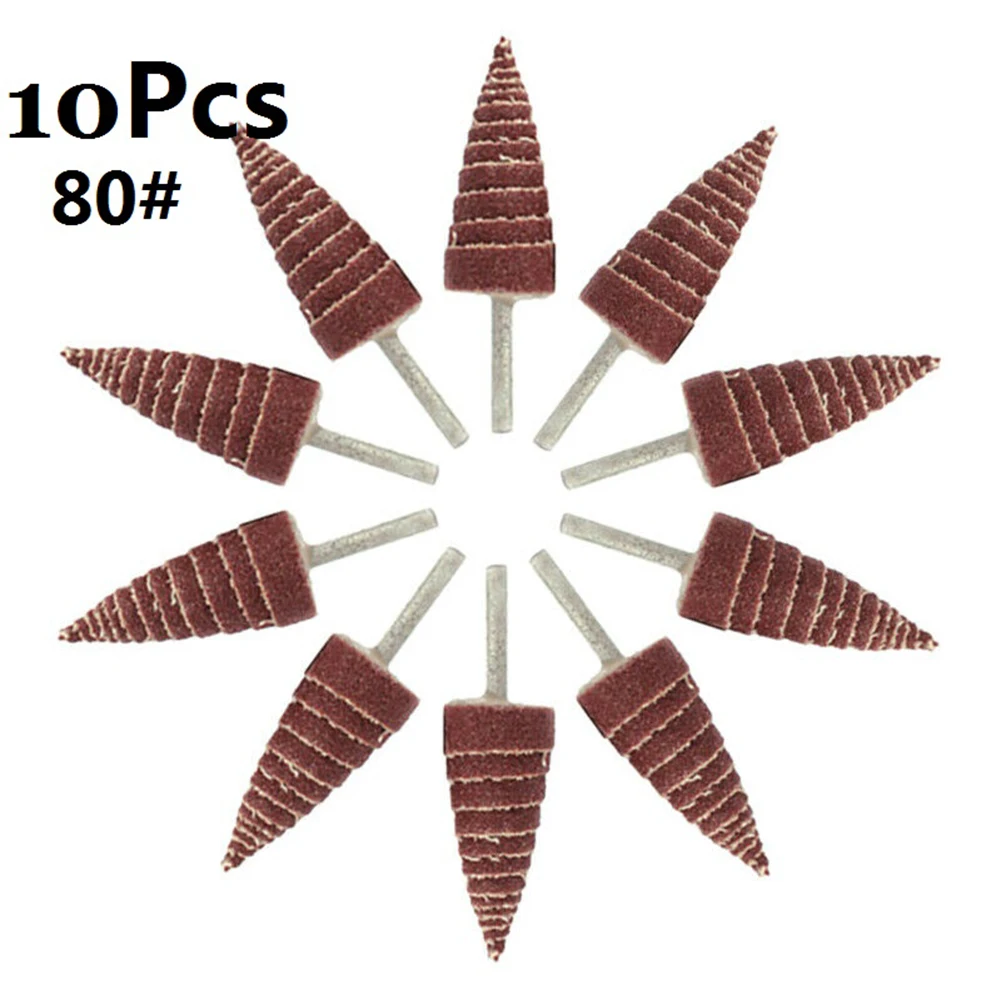 

10pcs Polishing tool 80 Grit Cone Sanding Flap Wheels Polishing Grinding