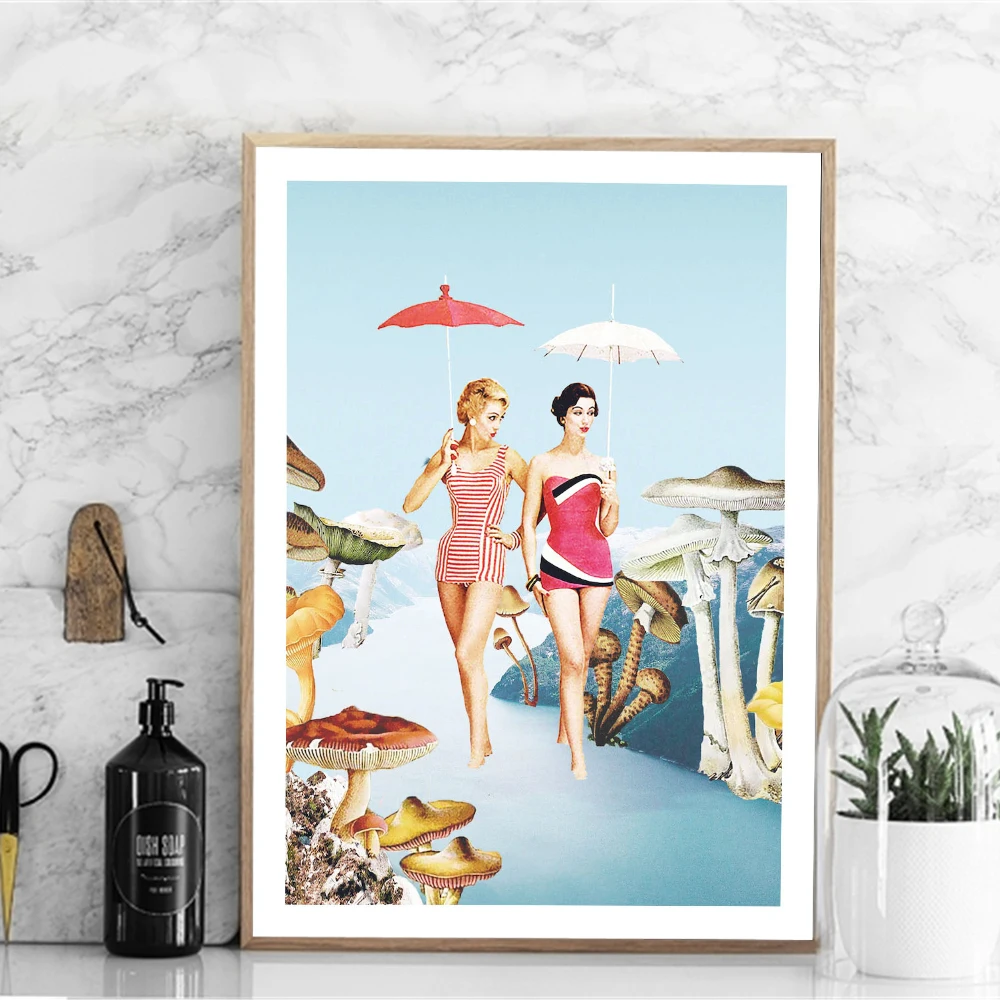Pretty Woman And Mushrooms Fashion Canvas Painting Poster and Print Wall Art Picture Nordic Modern Living Room Decoration | Дом и сад