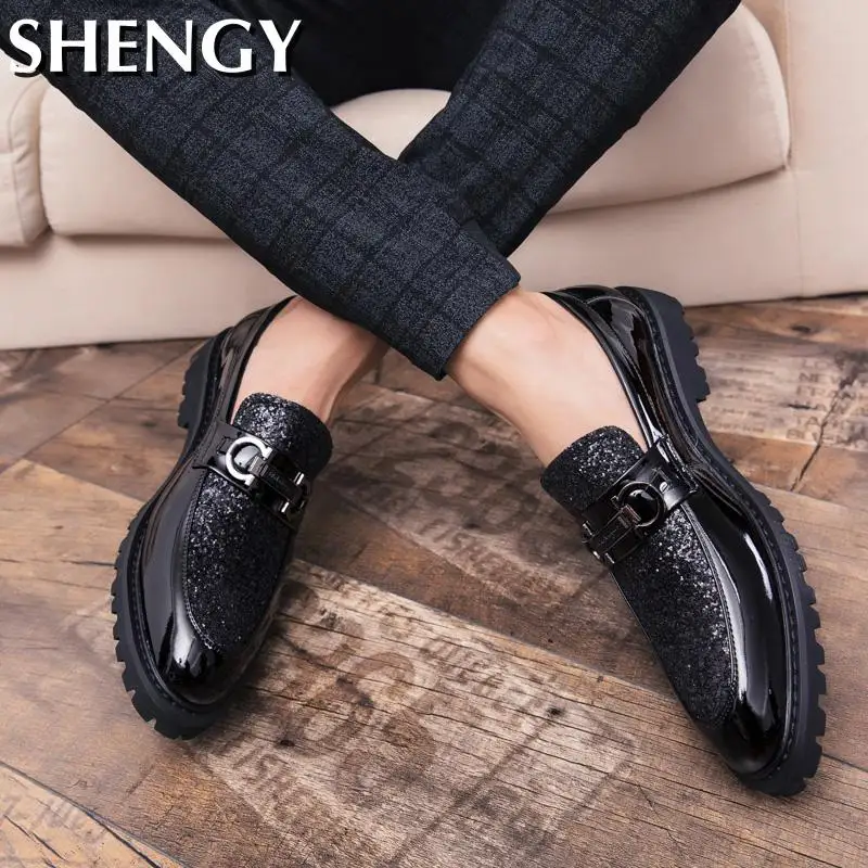 2020 мужские классические туфли на толстой подошве роскошные модные официальные в