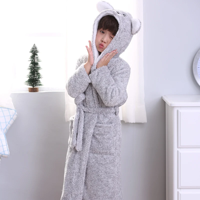 Новый Зимний банный халат для больших мальчиков Детская Фланелевая пижама с