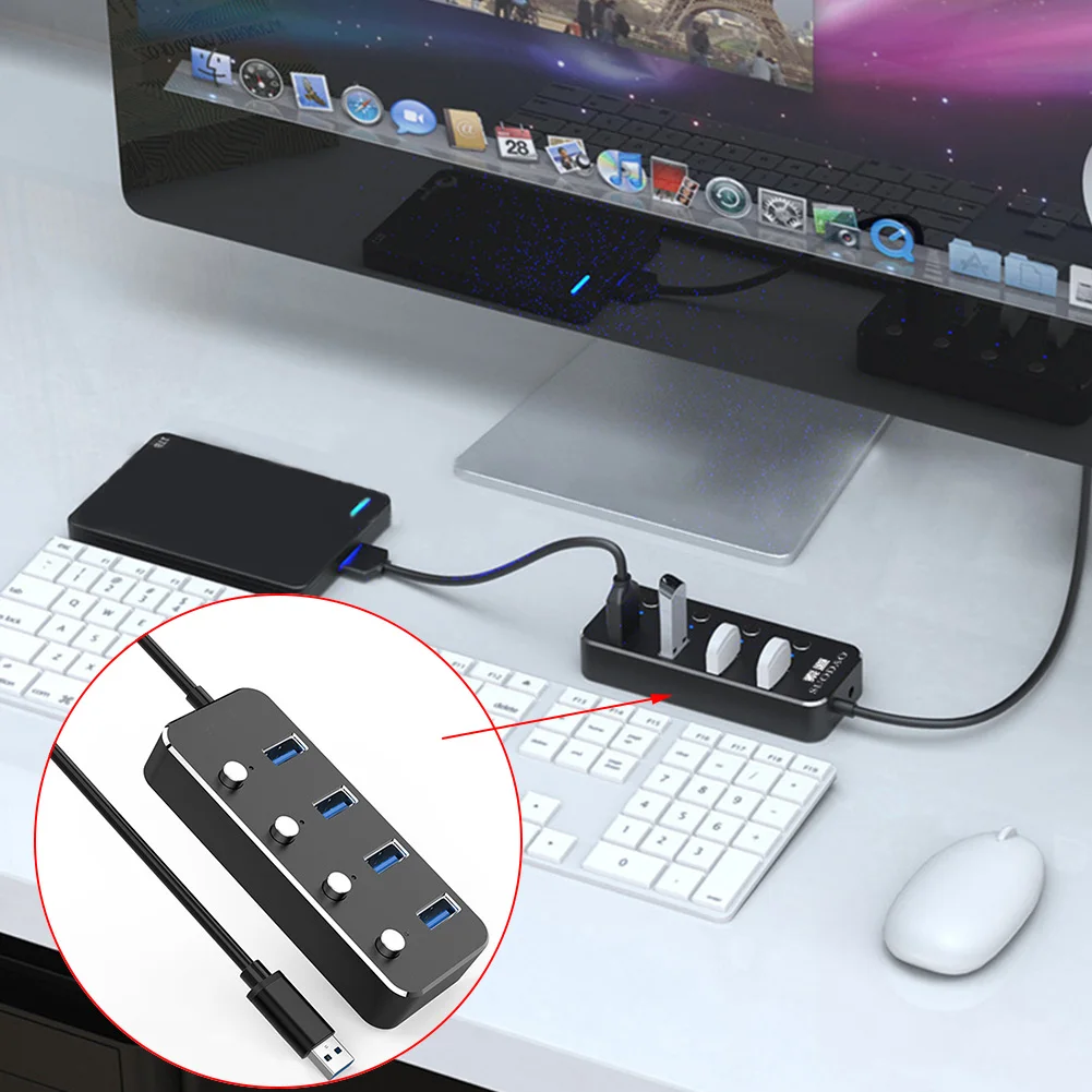 Светодиодный индикаторы дома Алюминий сплава 4 Порты и разъёмы Питание