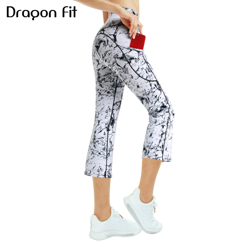 Женские штаны бриджи Dragon Fit для йоги спортивные Леггинсы с высокой талией и