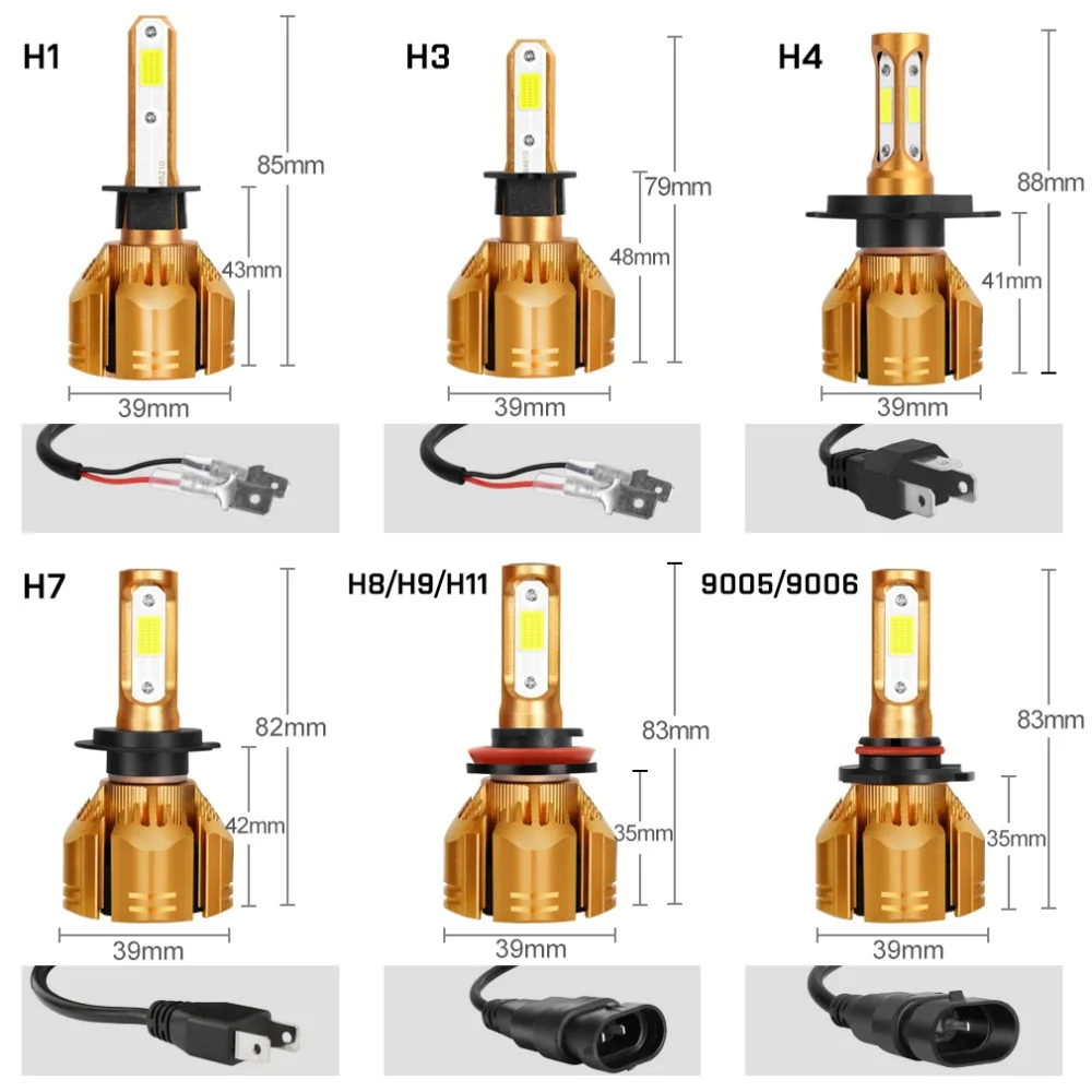 Светодиодный лампы для автомобисветильник фар H1 H3 H4 LED H7 H11 HB3 9005 HB4 9006 H13 9004 HB1 9007 HB5